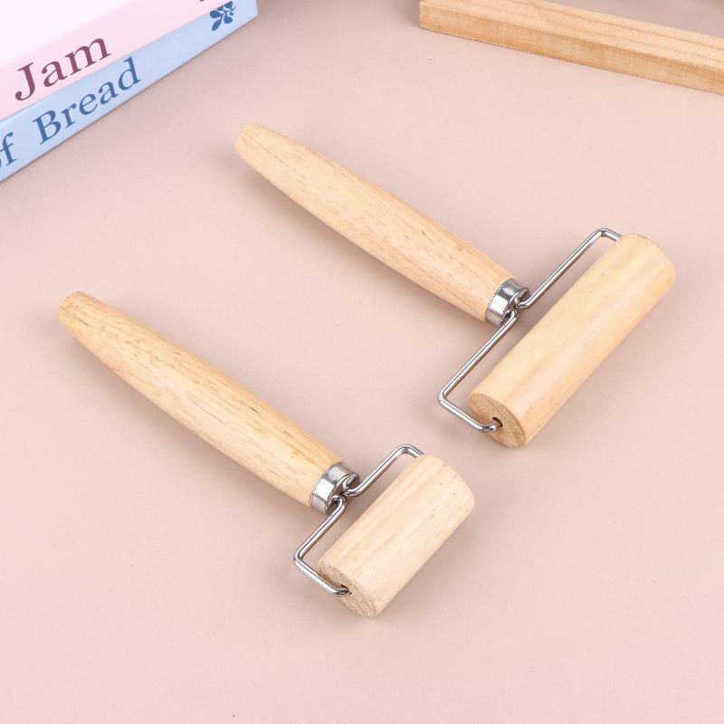 Wooden Dough Roller Nonstick Rolling Pin With Handle For Baking Pastry Pizza Home Cooking Kitchen Supplies Easy Clean