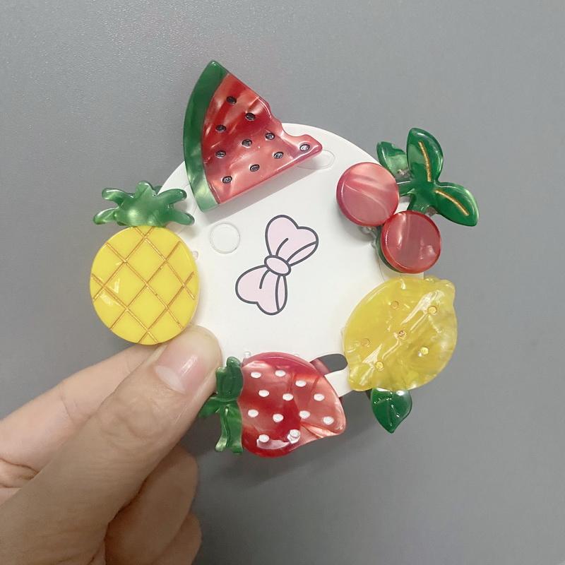 5pcs /set Small Acetate Hair Clip Claw for Girls Flower Hairpin Kids Bear Heart Hairclip Women Seashell Hair Crab Accessoires