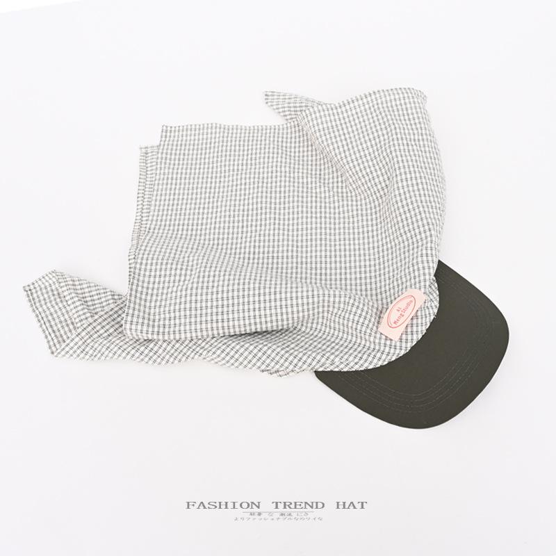 French Tied Headband, Duckbill Cap, Women, Summer Travel, Taking Photos for Sun Protection, Letter Grid, Triangular Scarf, Headscarf