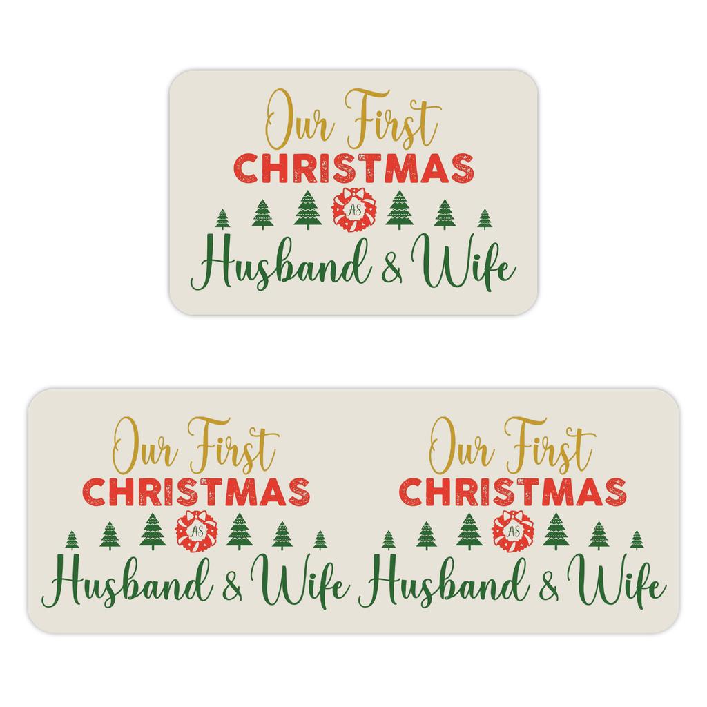 Christmas Kitchen Anti-slip Mat Carpet Flannel Doormat Two-piece Set