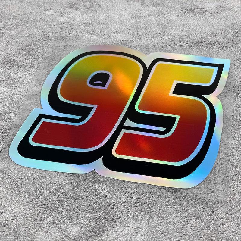 1 Pezzo Giallo E Numero Laser 95 Decalcomanie per Auto Idrorepellenti per Parabrezza Posteriore Finestrino Sportello Carrozzeria Bagagliaio Decalcomanie in Vinile Ornamento