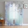 Christmas Snowflake Background Tulle Window Curtains Living Room Organza Sheer Voile Curtain Bedroom Kitchen Home Decor Drape