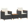 VidaXL Bistro Set with Cushions 3 Pcs, Chairs and Patio Table, Outdoor Terrace Furniture, Black Wicker 366313