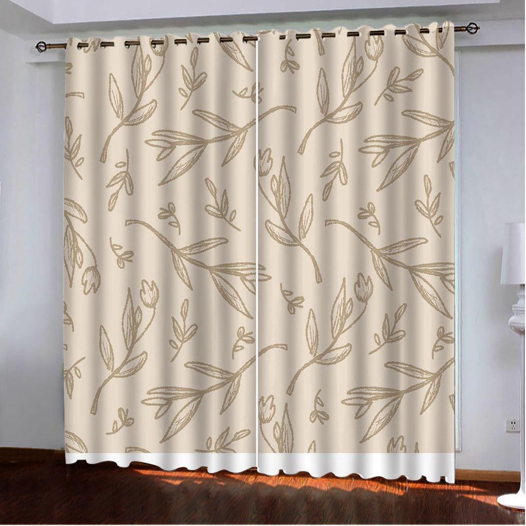 Curtains Autumn Story Plant Fallen Leaves Series Digital Printing High Density Blackout Curtains