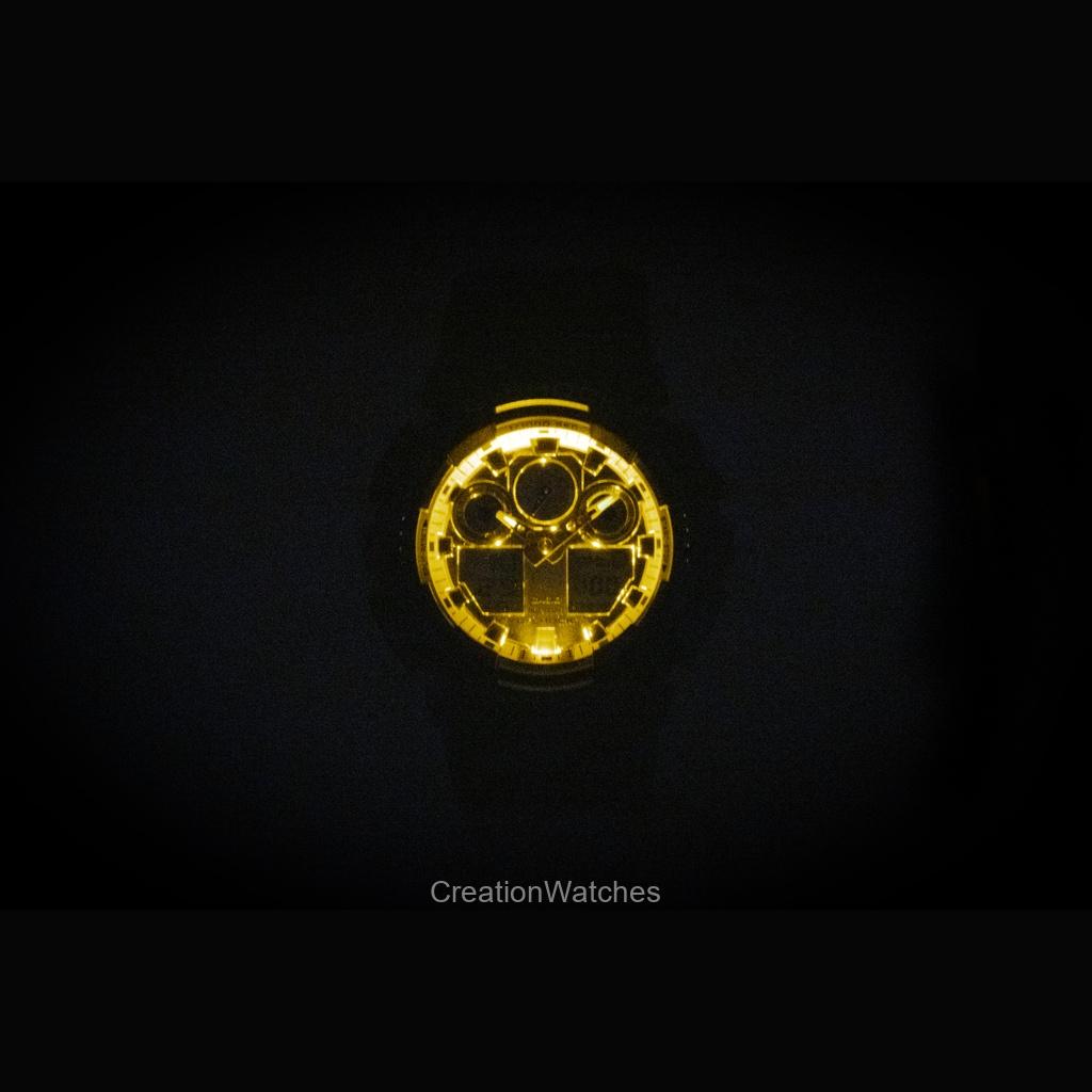 Casio G-Shock Resin Strap Analog Digital Gold Dial Quartz GA-100GGB-1A9 200M Men's Watch