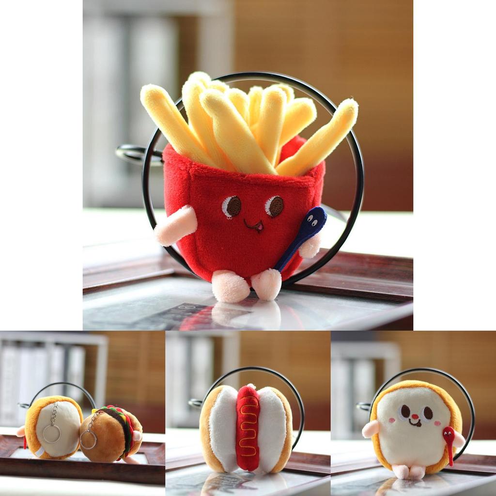 Adorable Plush Hamburger Hot Dog Chicken Leg French Fries Keychain For Backpacks Creative Gift