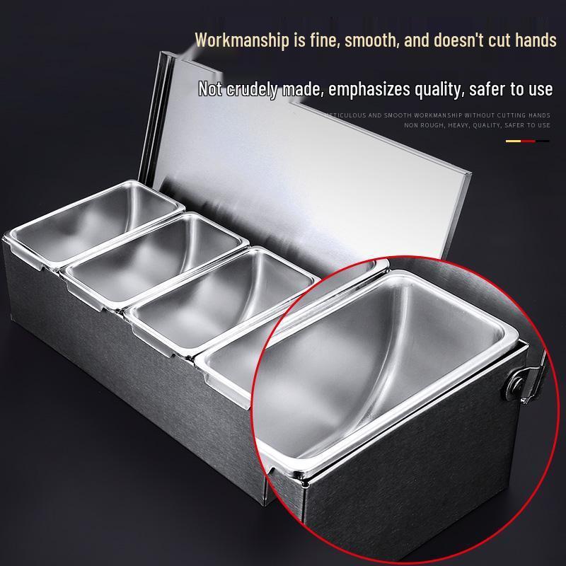 Stainless Steel Spice & Seasoning Box with Lid for Kitchen or Restaurant Use