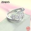 925  Silver Fashion Adjustable Open CZ Flowers Ring For Women Temperament Jewelry Accessories Gift