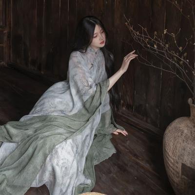 Chinese Style Loose And Elegant Green Artistic Robe Improved Hanfu