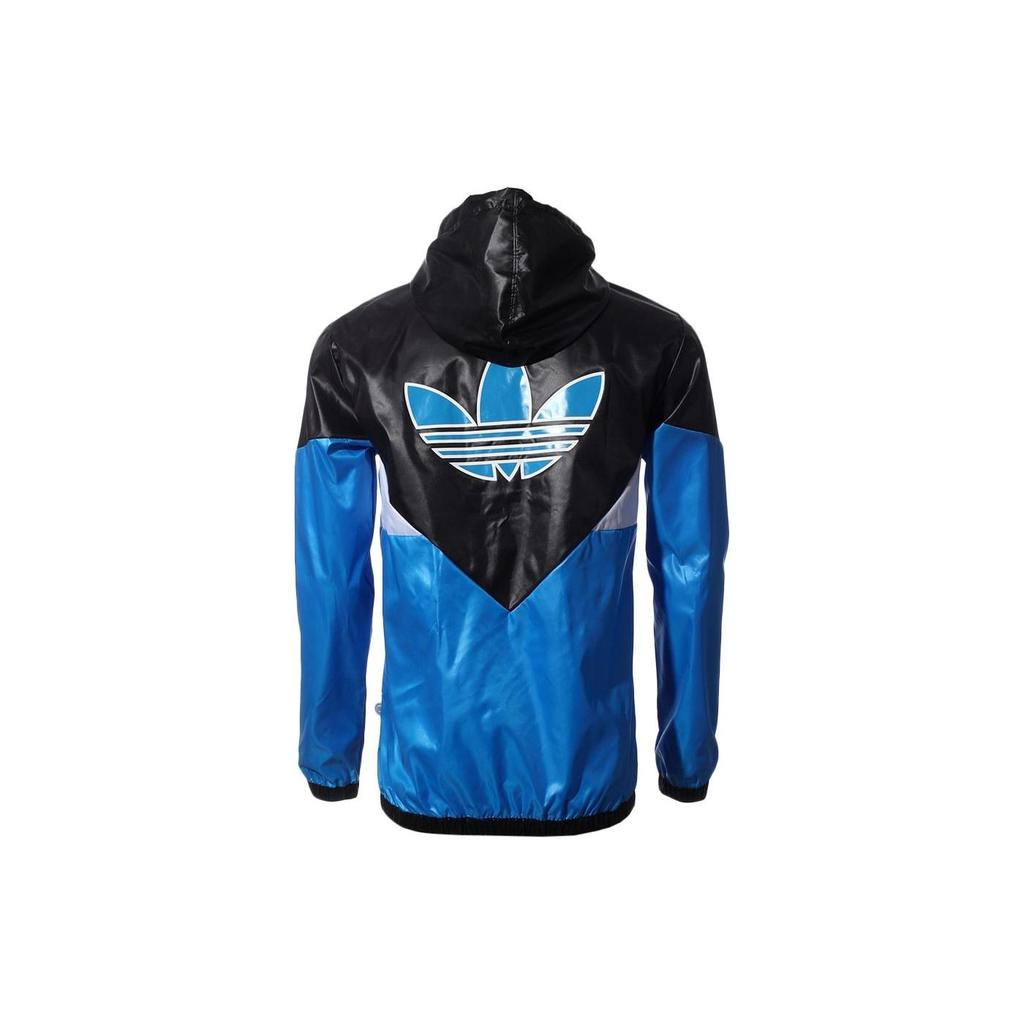 Adidas Originals Trefoil Logo Zip-Up Hooded Long Sleeve Jacket Men Jackets Blue S27503