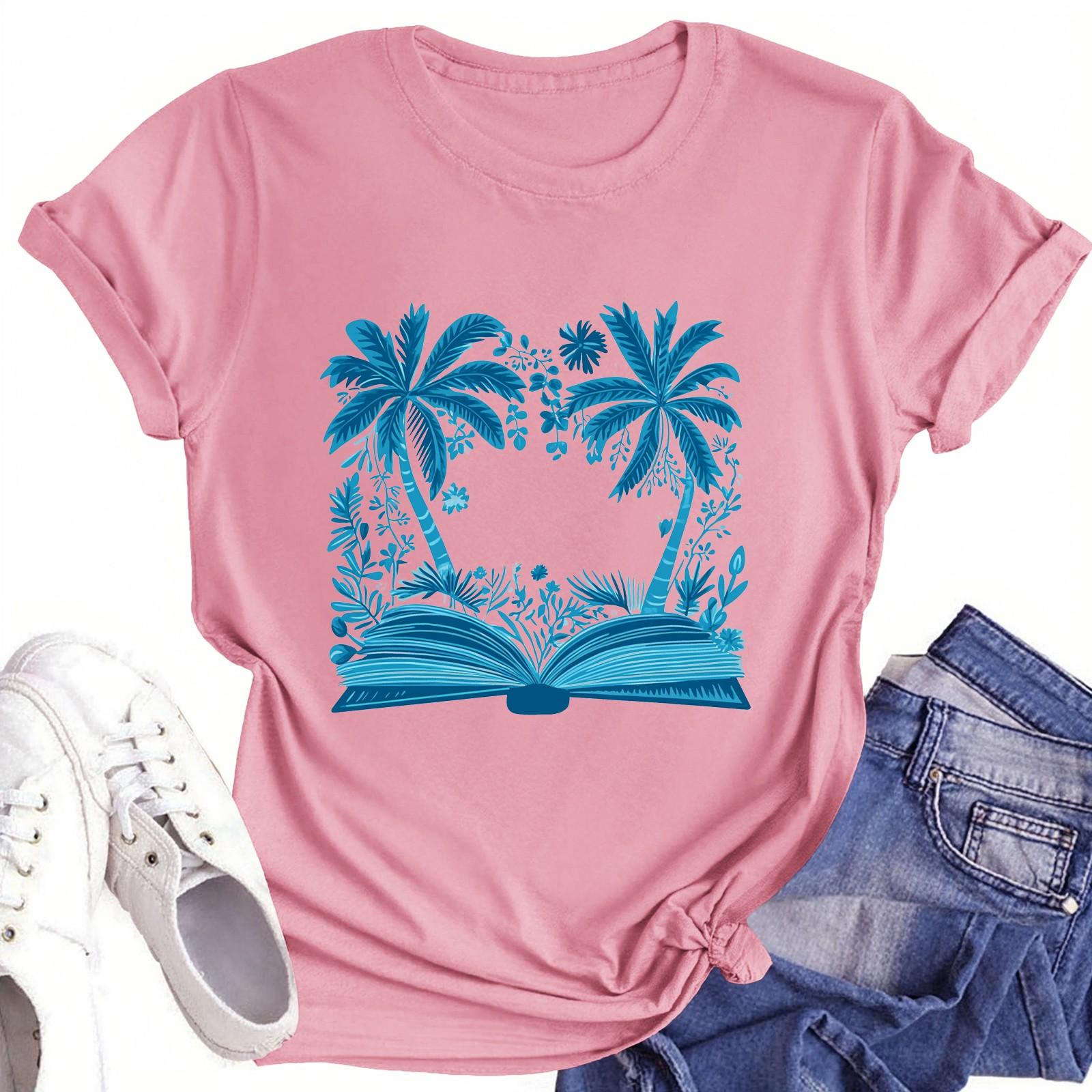 

Футболки с короткими рукавами для женщин, модные топы, легкие и мягкие повседневные летние наряды, одежда L розовый