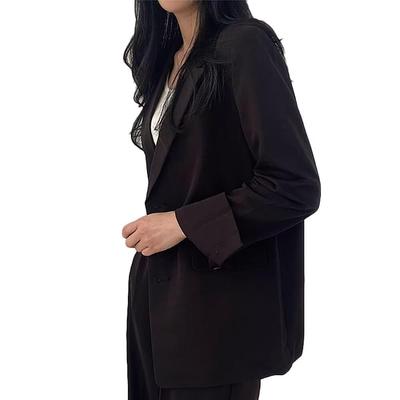 [Quntum A.E] Women's Pantsuit Set, Plus Sizes, Tailored Jacket and Straight Pants, Casual Suit, Stylish, Relaxed Fit, Perfect for Moms, Graduation