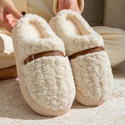 Cotton Slippers Thickened Autumn and Winter Home Warmth Velvet Home Thick-soled Plush Cotton Shoes Wear Non-slip Shoes Outside