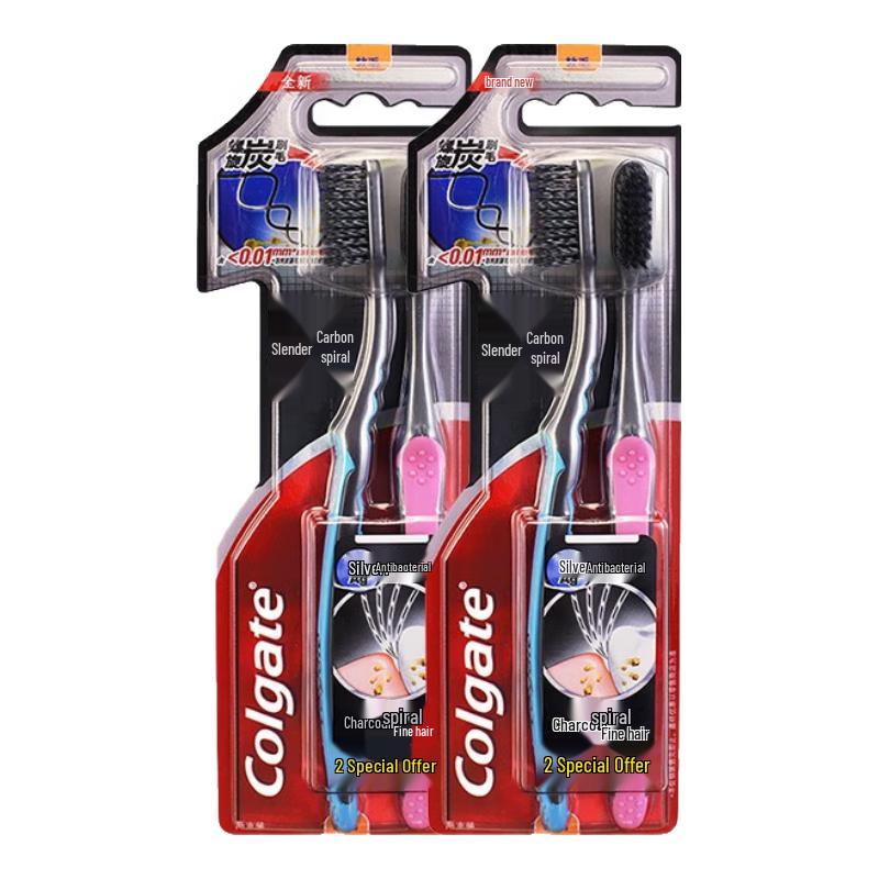 Colgate Slim Soft Charcoal Spiral Toothbrush, 6 Count