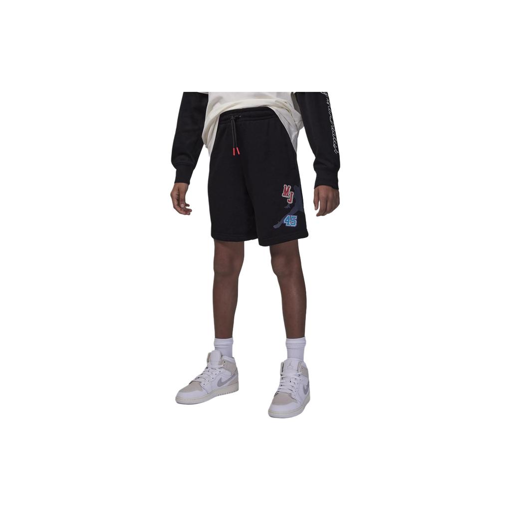 Jordan Sneaker School Letter And Number Print Pattern Lace-Up Shorts Kids Shorts Black 95D035-023