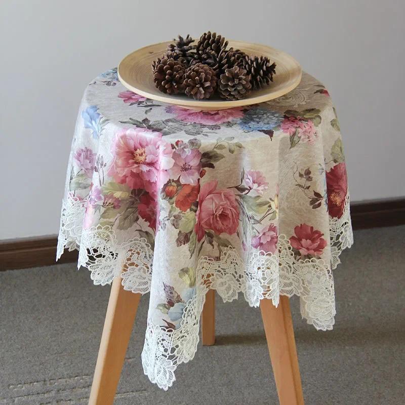 Proud Rose Lace Tablecloths Floral Printed Tablecloth Pastoral Rectangular Oil-proof Table Cover Cloth Wedding Decoration Towel