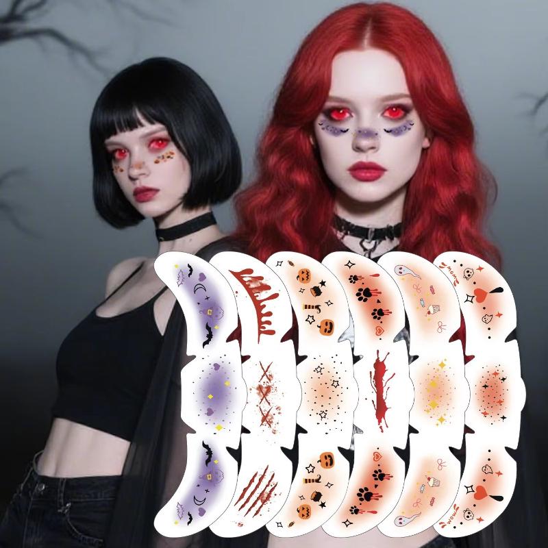 6Pcs/Set Face-Applied Makeup Tattoo Stickers With Various Patterns Atmosphere Sensation Stickers For Holiday Decoration