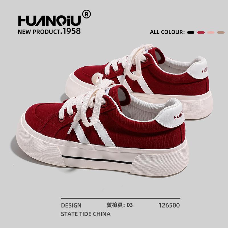 Global super fire canvas shoes women's autumn platform Guochao women's shoes versatile niche casual red board shoes S6992