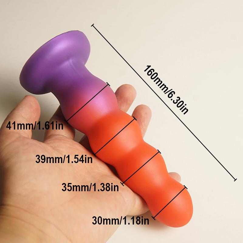 Liquid Silicone Butt Plug,Anal Beads Trainer Dildo,Anus Dilator Adult Sex Toys with Strong Suction Cup,G-spot Prostate Massager