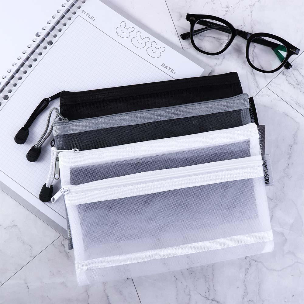 Pencil Case File Folder Double Mesh Pencil Bag School Stationery Supplies Cosmetic Storage Bag