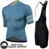 Phtxolue Cycling Set Clothing Anti-Loss Zipper Cycling Jersey Set Men Pro Bike Clothes Anti-UV Women MTB Bicycle Wear Suit Kit