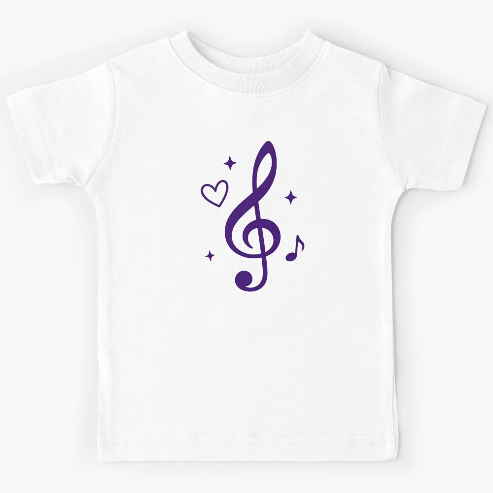 Purple Treble Clef with Heart – Minimalist Music Lover Aesthetic Kids T-Shirt 170