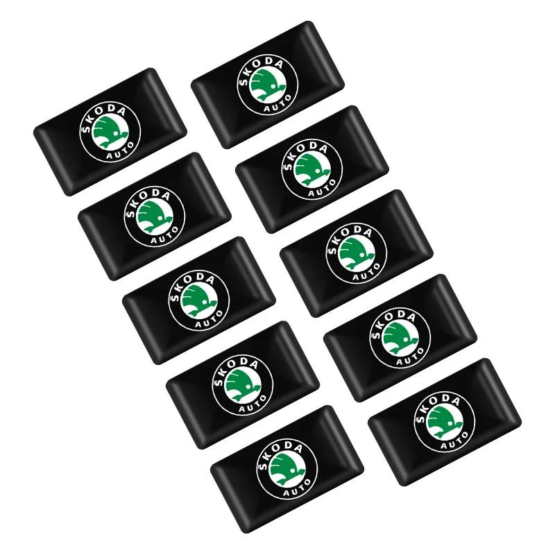 

2025 Hot 10pcs Car styling Steering wheel 3D small Emblem Sticker for Skoda Logo Octavia A7 Superb 2 Fabia Rapid Yeti Kodiaq Kam