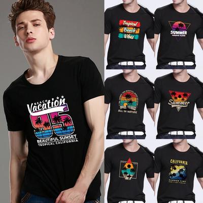 Men's T-shirt Basic Short Sleeve Top Streetwear Holiday Series Print Casual O-neck Youth Men's Commuter Comfortable Shirt