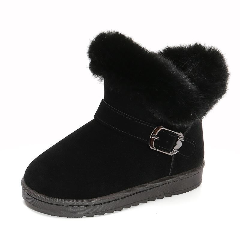 

Girls Snow Boots Simple Furry Hairy Winter Boots for Children Warmth Outdoor Kids Plush Boots Ankle Non-slip Versatile 21 чорний
