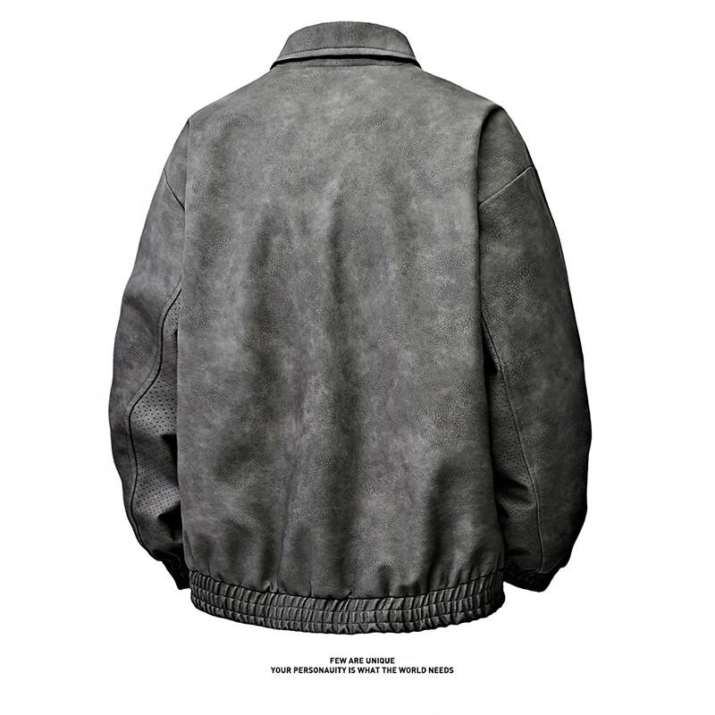 MiiOW Men's Casual Windproof Lapel Faux Leather Jacket