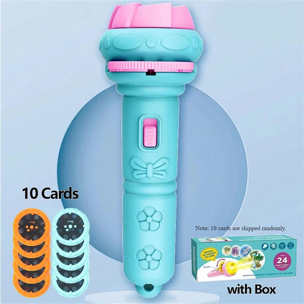 

10 Cards Cartoon Projection Flashlight 80 Patterns Creative Children Flashlight Toy Projector Baby Toys Bedtime Story Book Toy