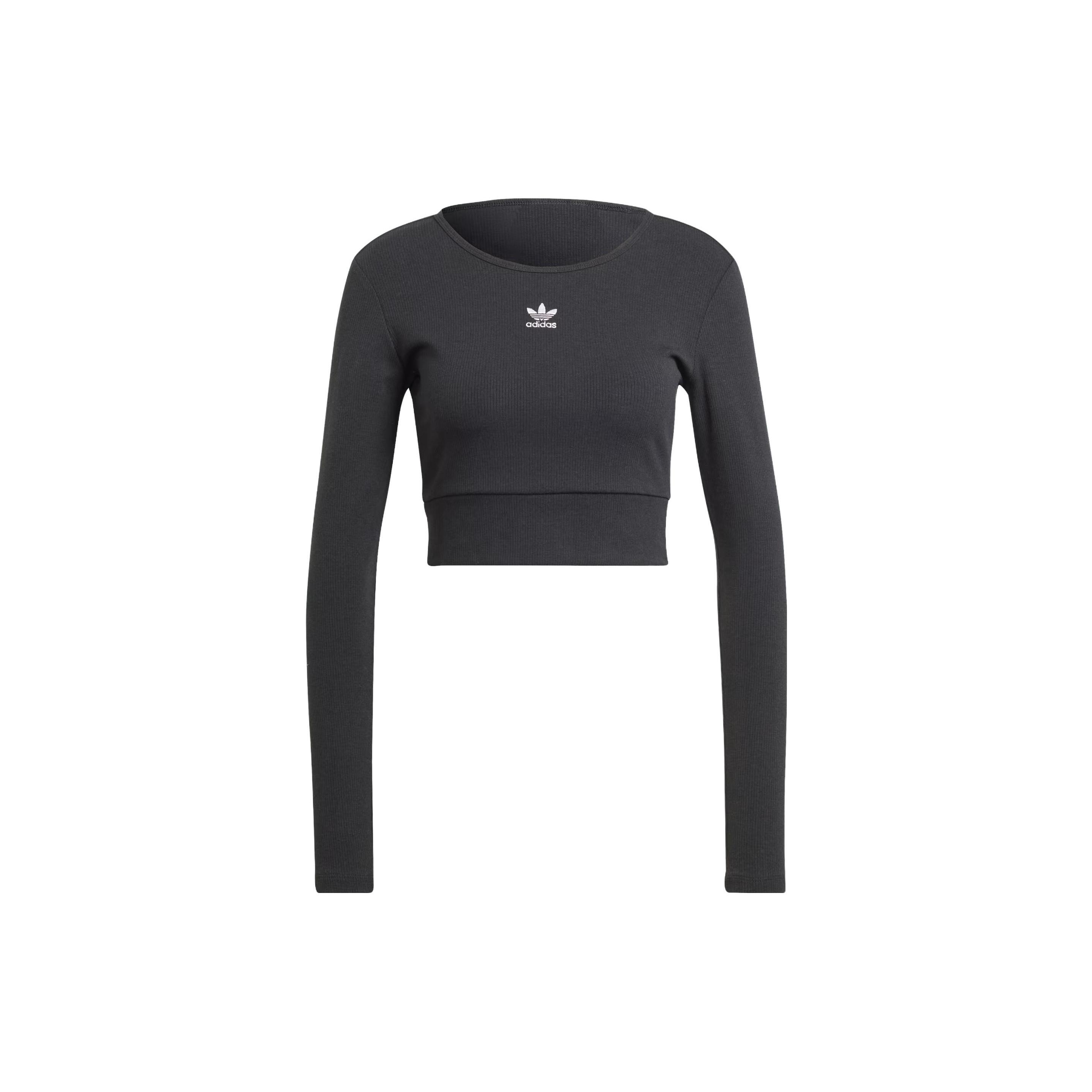 (WMNS) adidas Essentials Rib Long Sleeve Tee  Black  Women s II8055 XXS