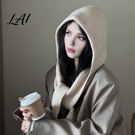 Cold Weather Hat Women Knit Hooded Scarf Hat Winter Pullover Balaclava Hood Hood Warm Ear Protection Skull Cap for Soft
