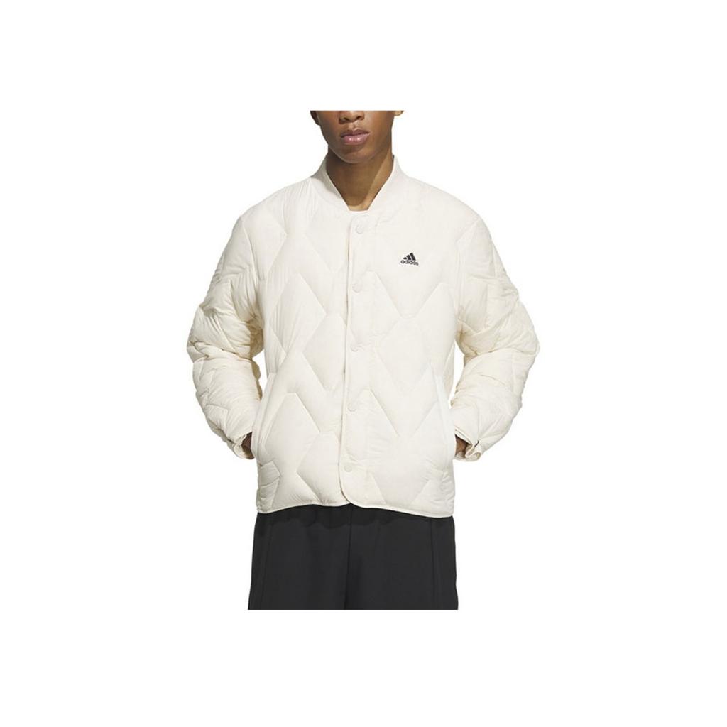 Adidas Jednolity kolor Logo Wyściełana Kurtka Outdoor Warm Sports Training Casual Down Jacket Unisex Odzież wierzchnia Biały IW0778