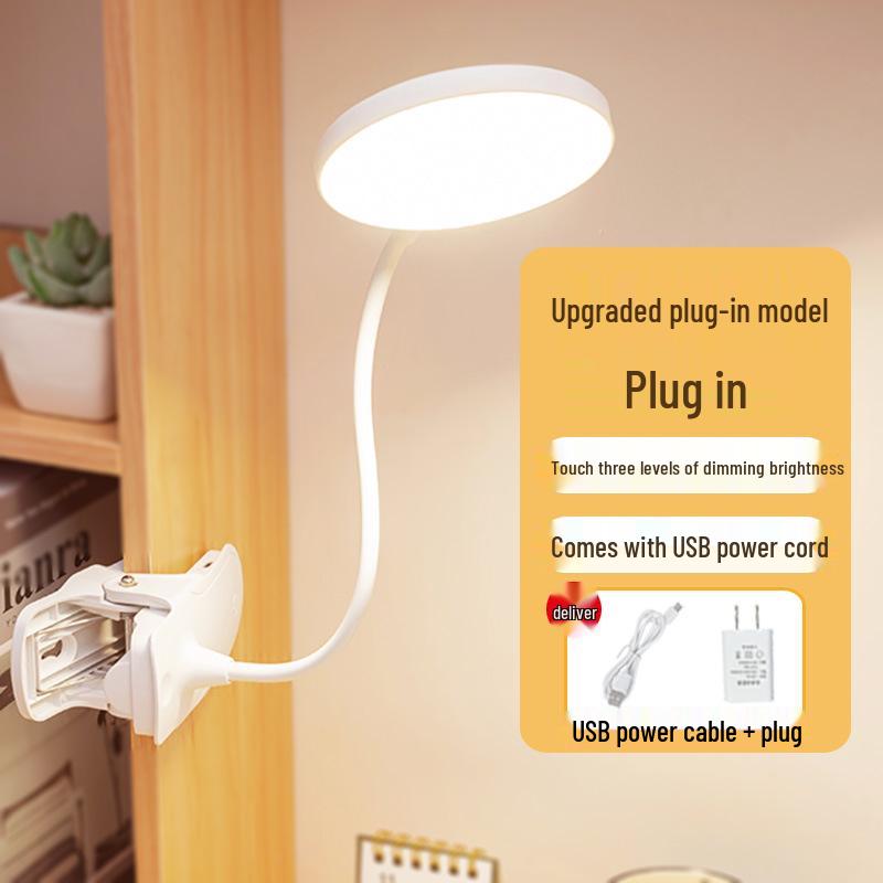 USB Rechargeable LED Clip-On Desk Lamp for Eye Protection, Ideal for Students and Bedside Use