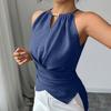Ladies' Fashionable Temperament Hanging Neck Sleeveless Waist Cinched Short Top