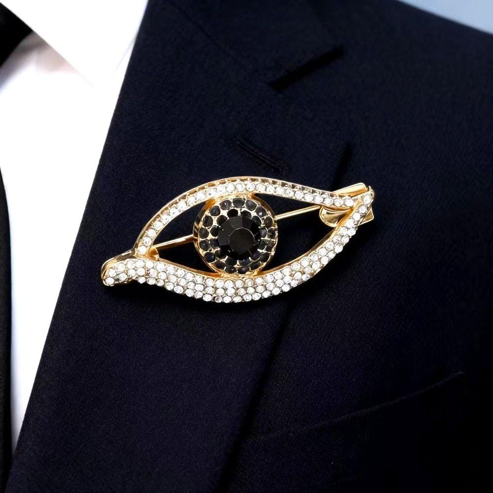 Crystal Pendant Devil Eye Brooch Pin Hollow Out Banquet Clothes Pin Clothes Accessories