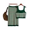 Contrasting stripes knitted suspenders women's summer outer wear bottom vest design sense niche short inner slim top