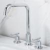 Basin Faucets Brass Polished Chrome Deck Mounted Round Bathroom Sink Faucets 3 Holes Double Handles Hot And Cold Water Tap