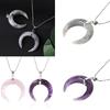 Stylish Crescents Moon Pendant Necklace Elegant Natural Stone Half Moon Necklace Unique Neckchain Charm for Daily Wear