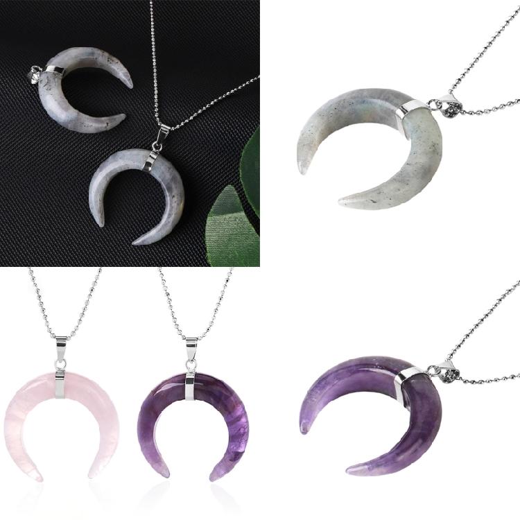 Stylish Crescents Moon Pendant Necklace Elegant Natural Stone Half Moon Necklace Unique Neckchain Charm for Daily Wear