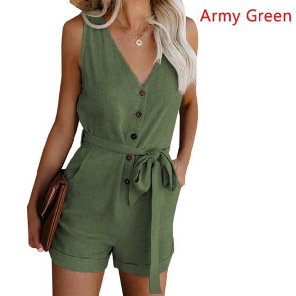 Sommer Damen Casual Schleife Jumpsuit V-Ausschnitt Tanktop Shorts Mode Damen Sommerbekleidung mit Taschen Overalls Reine Farbe Jumpsuit für Damen