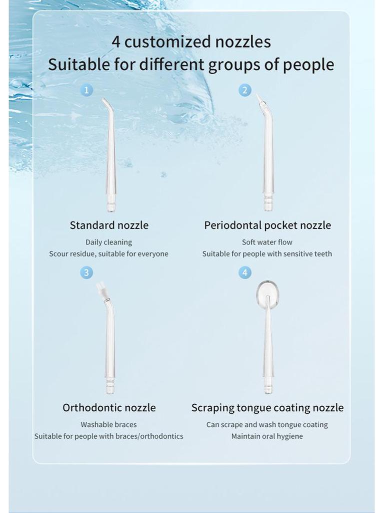 Portable Ultrasonic Oral Irrigator with Rotating Nozzle for Tartar Removal