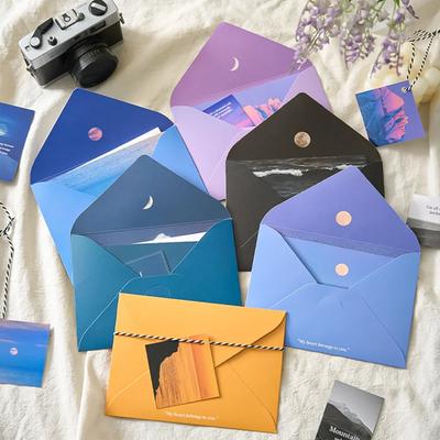 1 Set Aesthetic Vintage Envelopes Letter Paper Kit for Kids INS Casual Beauty Landscape Journal Pack Paper Envelopes Gift