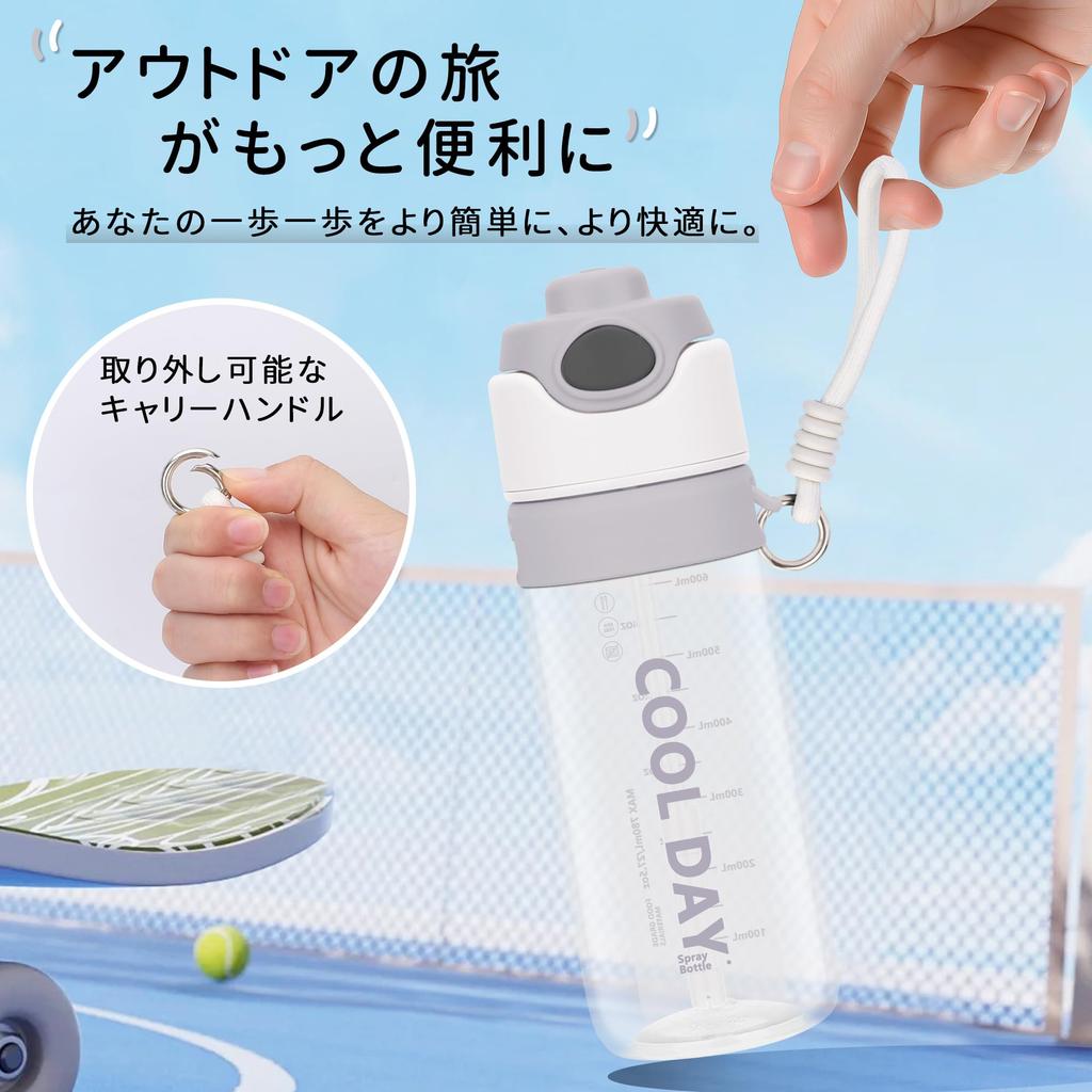 CLICSUN 780ml Wasserflasche mit Sprühbecher und Sprühdüse Groß Ultra Sport Hitzschlag Hitze Weiß Strohhalm, Transparent, Hydratation, Trinken, Fassungsvermögen,