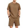 Men Casual Loose Textured Short Sleeve T Shirt And Shorts Two Piece Set