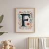 Plakat "F" Z Kolorowymi Kwiatami Plakat "F" Z Kolorowymi Kwiatami, 50X70 Cm, Rama Drewniana Jasny Dąb, Papier Matowy 230 Gsm
