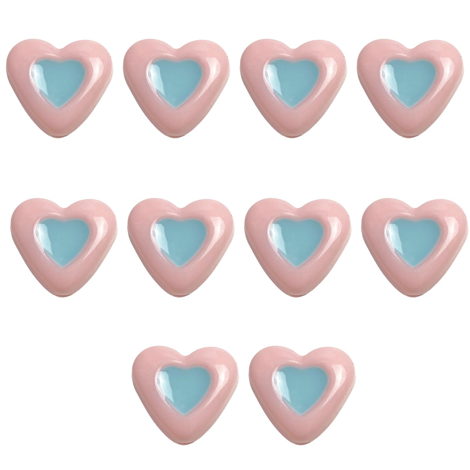 Acrylic Flat Heart Bead Heart Loose Bead Spacers Love-Heart Spacer Beads Charms порошок синий
