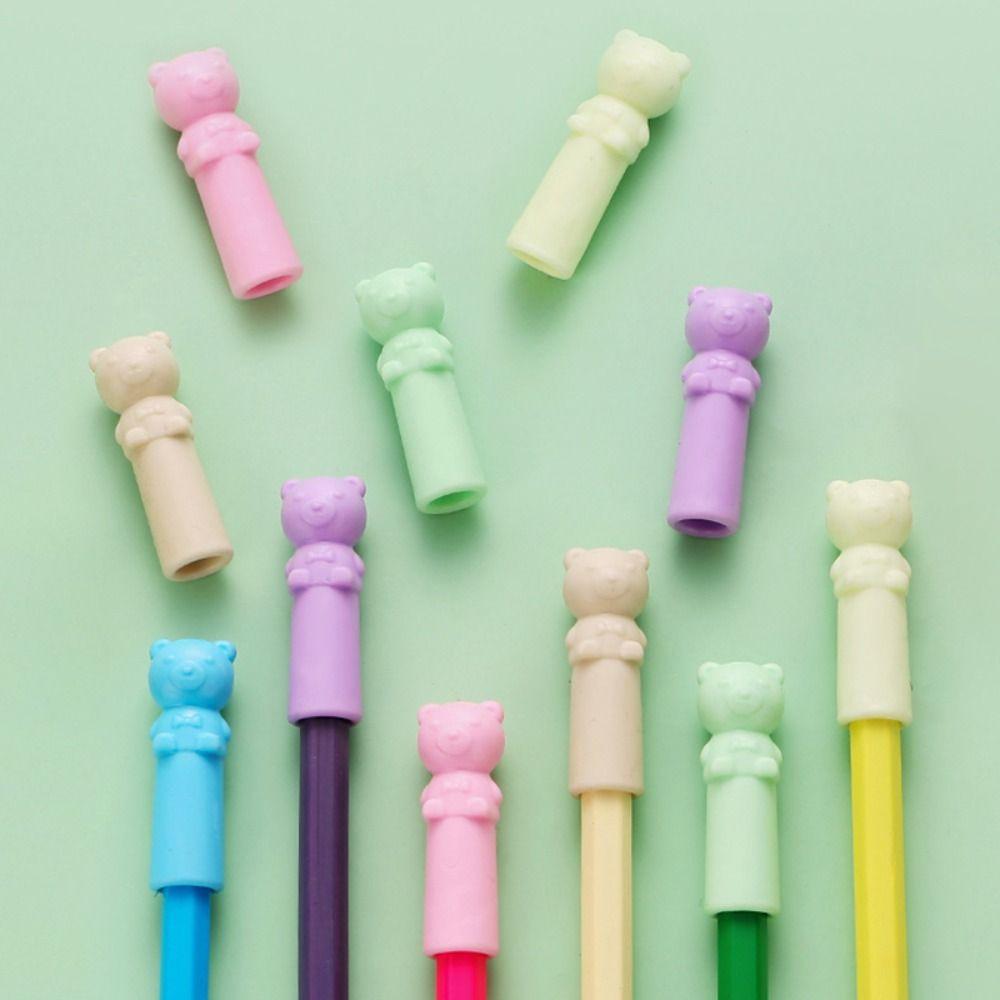 10PCS Cat Shape Pencil Nib Protective Cap 2 in 1 Pen Top Protector Pencil Extender  Students Gift