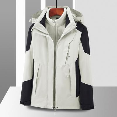 3-in-1 Jacket Color Matching Removable Outdoor Windproof and Waterproof Mountaineering Suit Couple Warm Jacket